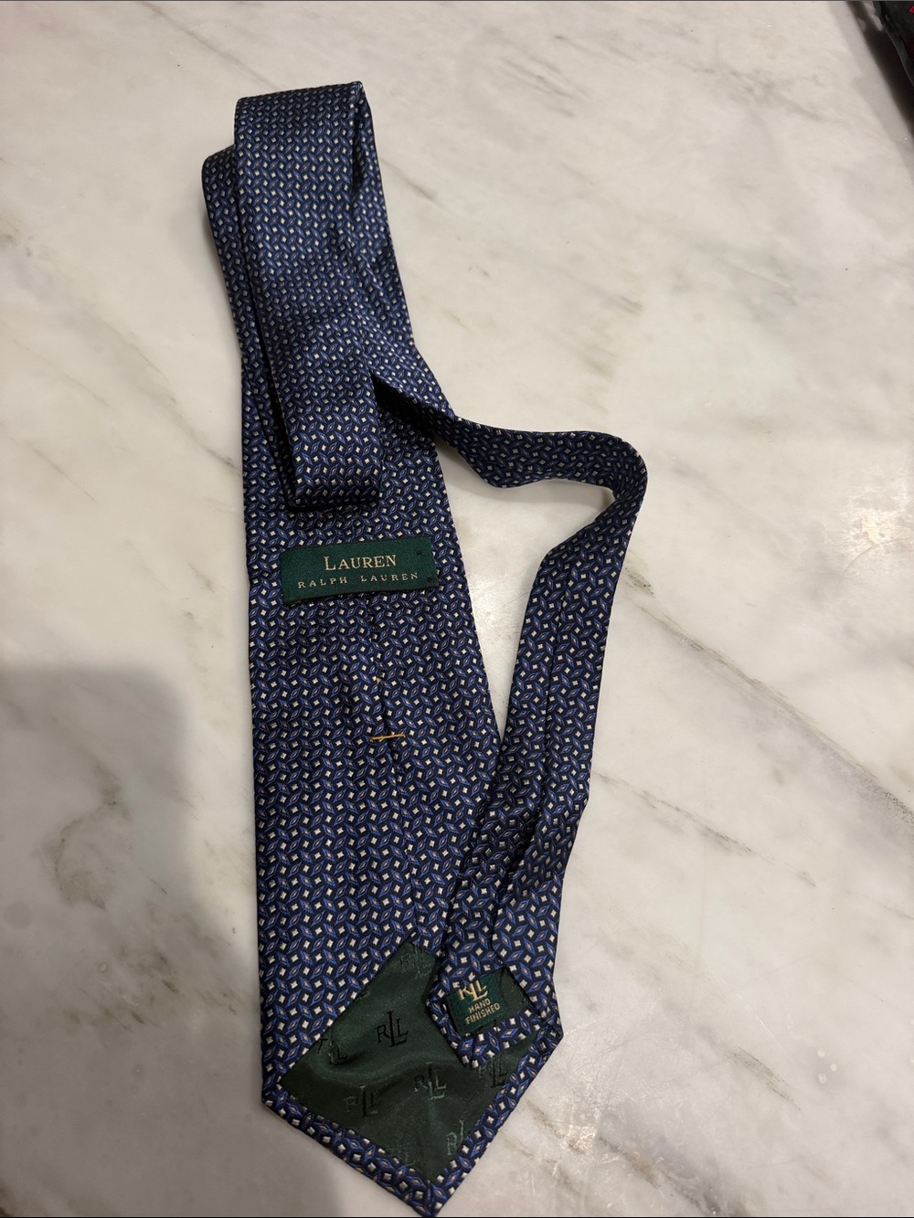 Ralph Lauren Lauren Men's Navy Micro-Pattern Silk Tie made in USA